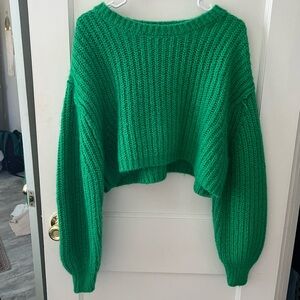 Green Zara Cropped Sweater